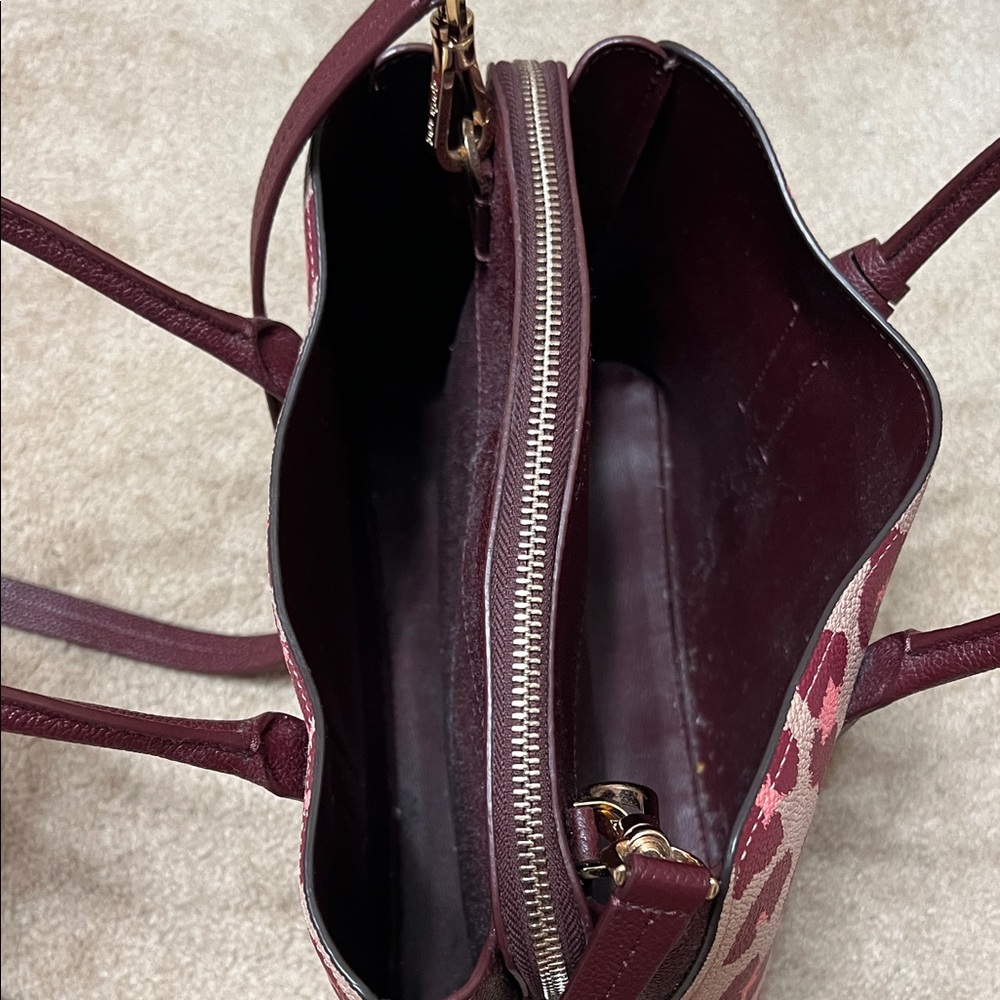 Kate Spade Burgundy and Pink Animal Print Satchel - Picture 2 of 5